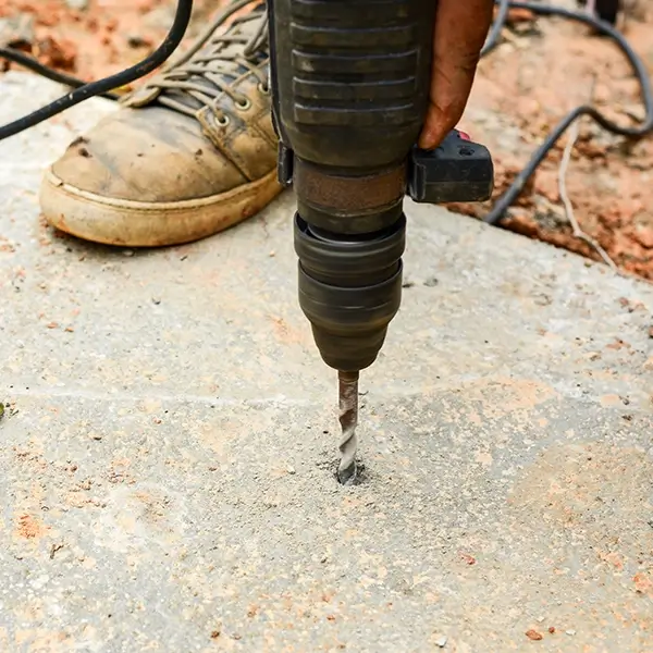 drilling hole in concrete floor